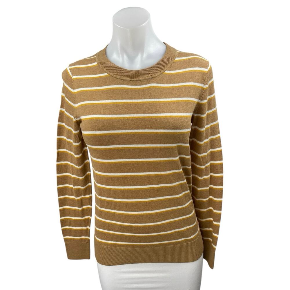 Banana Republic Women's Brown Striped Crewneck Long Sleeve Sweater Top Size S